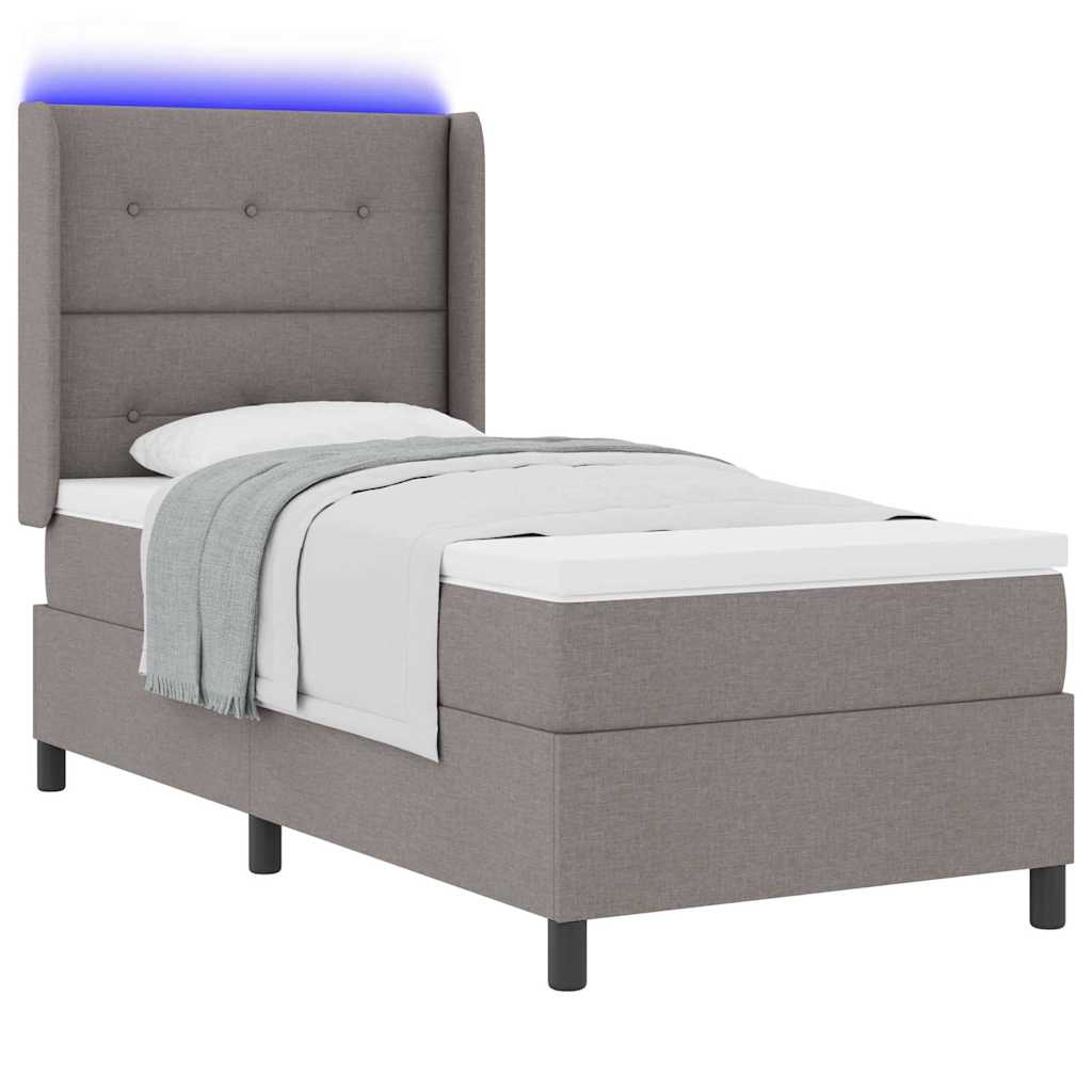 LED Box Spring Bed met matras Taupe 80 x 200 cm Stof – afbeelding 3