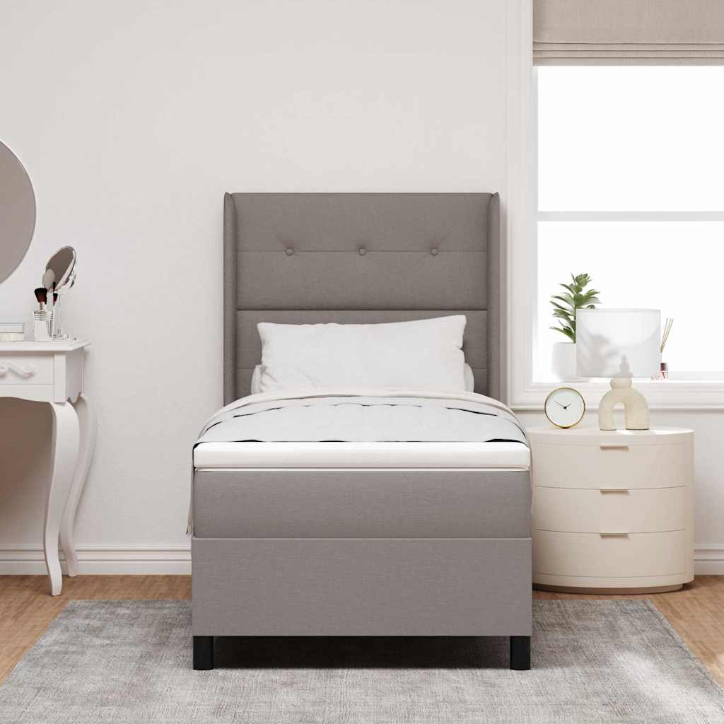 LED Box Spring Bed met matras Taupe 80 x 200 cm Stof – afbeelding 4