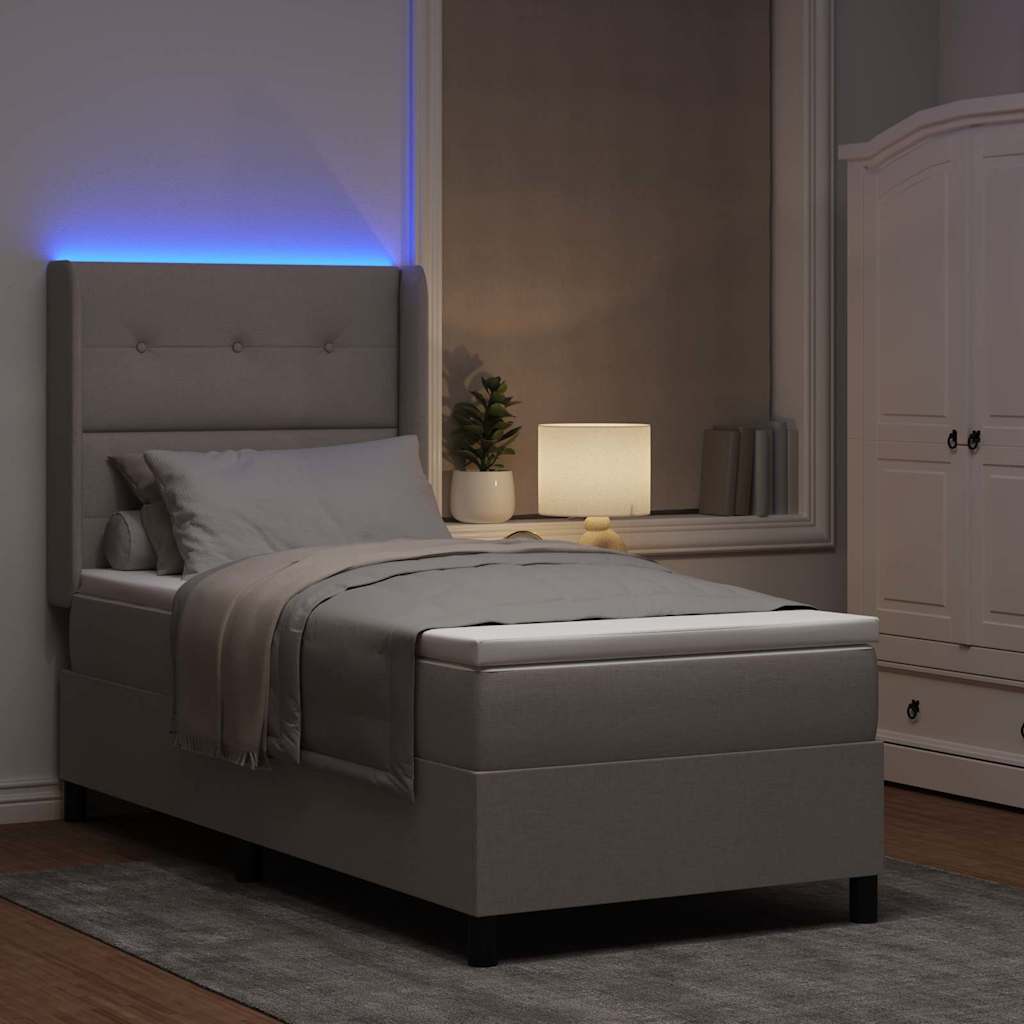 LED Box Spring Bed met matras Taupe 80 x 200 cm Stof – afbeelding 5