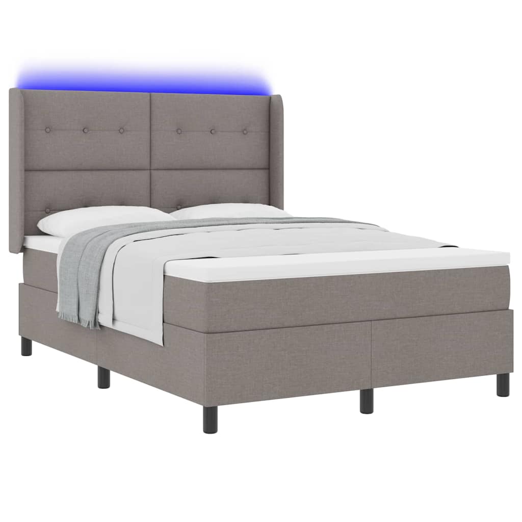 LED Box Spring Bed met matras Taupe 140 x 200 cm Stof – afbeelding 3