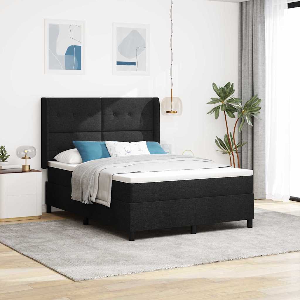 LED Box Spring Bed met matras Zwart 160 x 200 cm Stof – afbeelding 1
