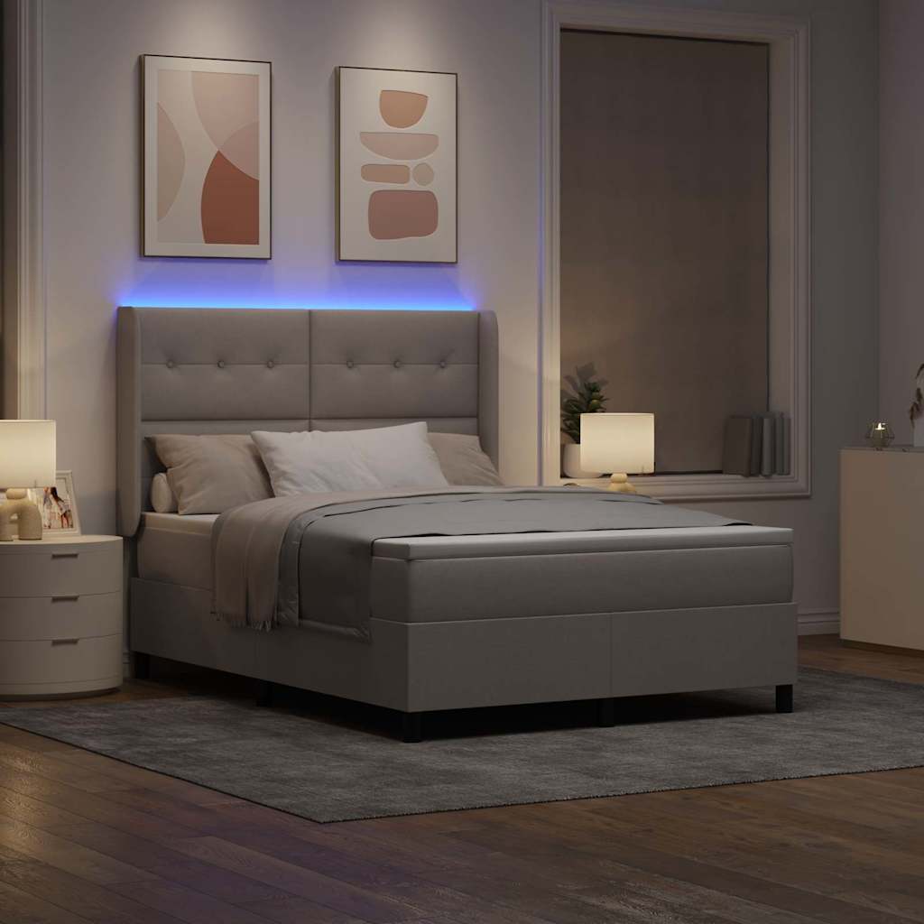 LED Box Spring Bed met hoofdeinde Taupe 160 x 200 cm Stof – afbeelding 5