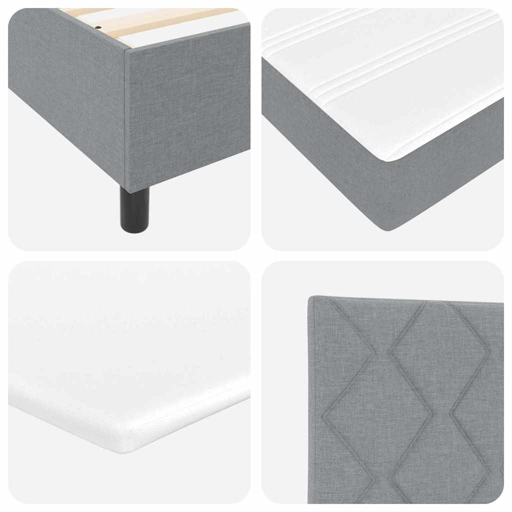 LED Box Spring Bed met hoofdeinde Lichtgrijs 200 x 200 cm Stof – afbeelding 11