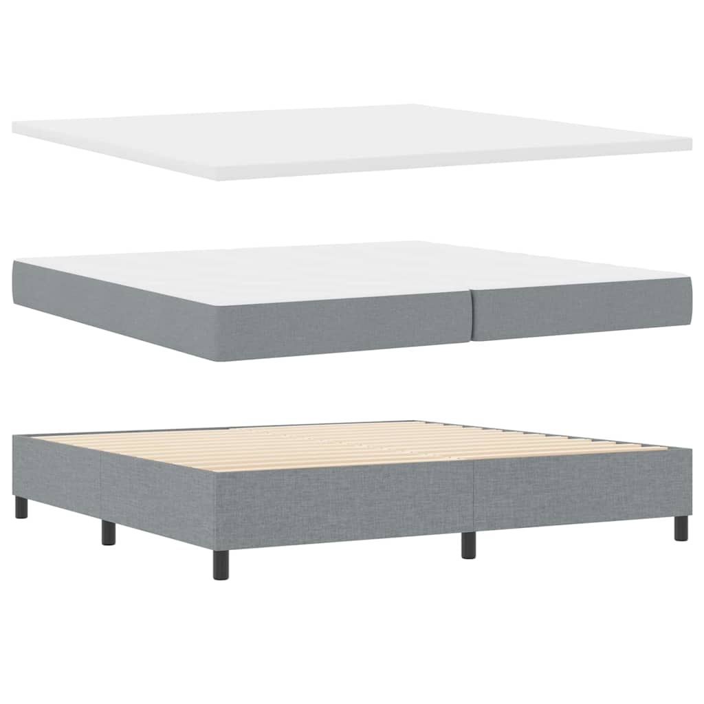 LED Box Spring Bed met hoofdeinde Lichtgrijs 200 x 200 cm Stof – afbeelding 6