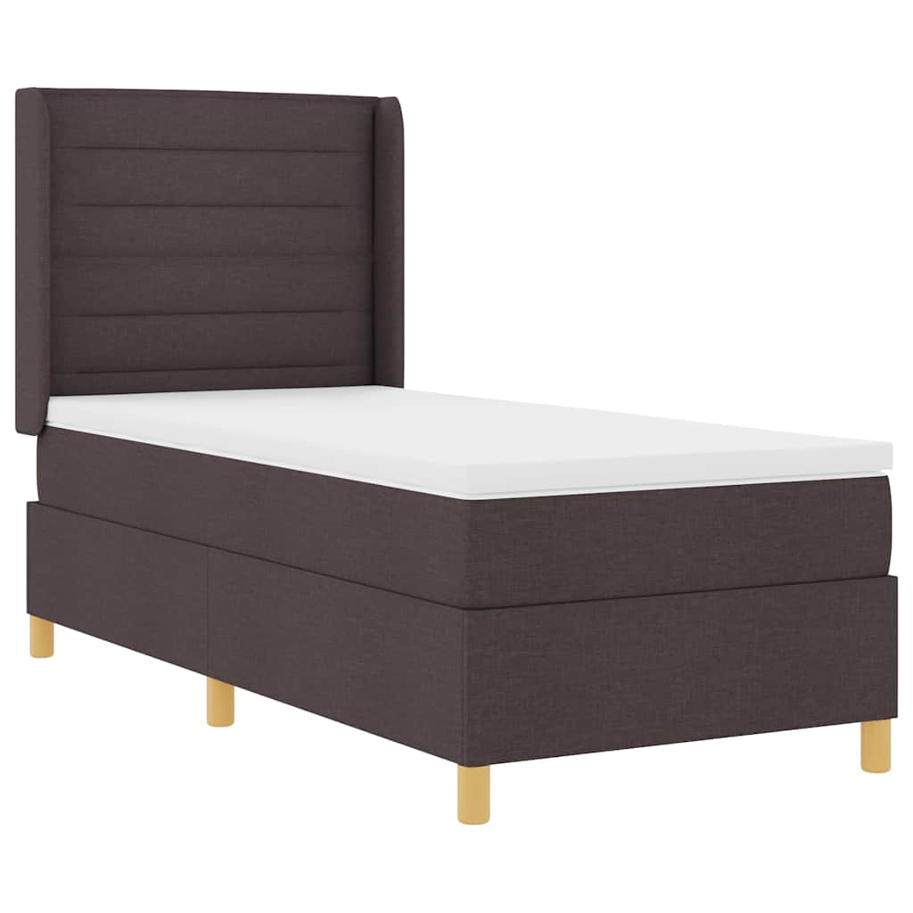 Boxspringbed met LED-stripverlichting Bruin 90 x 190 cm Stof – afbeelding 2