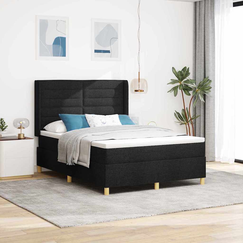 Boxspringbed met LED-stripverlichting Zwart 140 x 200 cm Stof