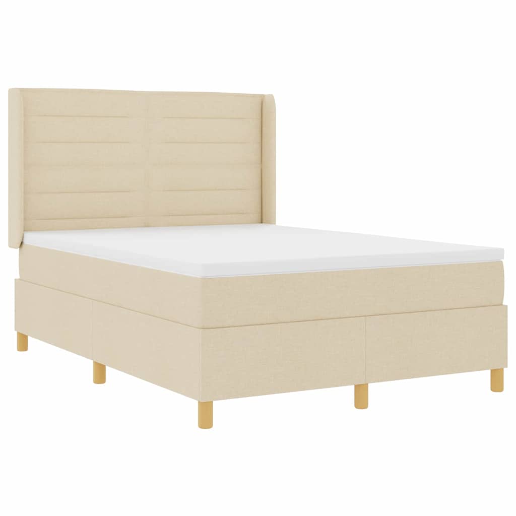 Boxspringbed met LED-stripverlichting Crème 140 x 200 cm Stof – afbeelding 2