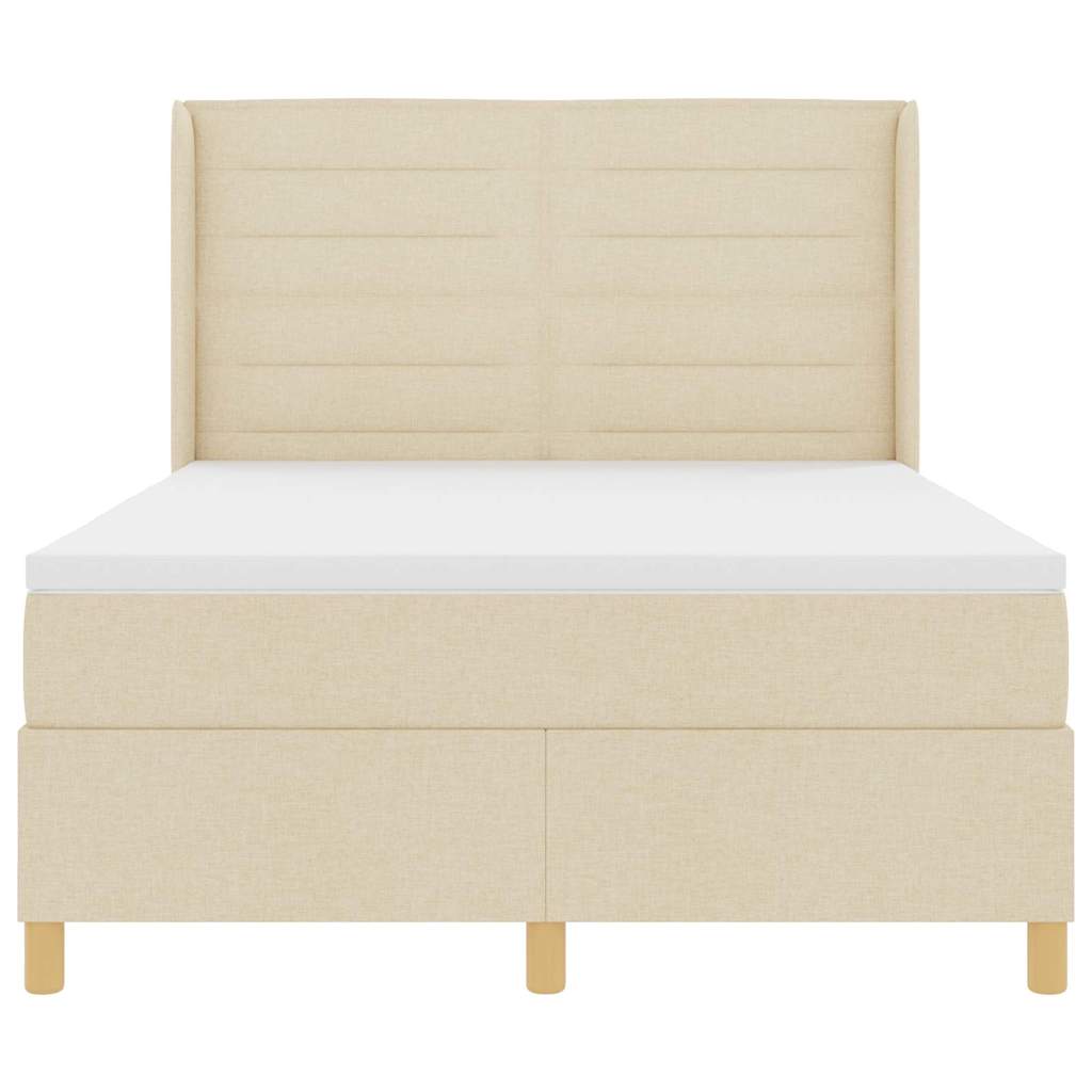 Boxspringbed met LED-stripverlichting Crème 140 x 200 cm Stof – afbeelding 8