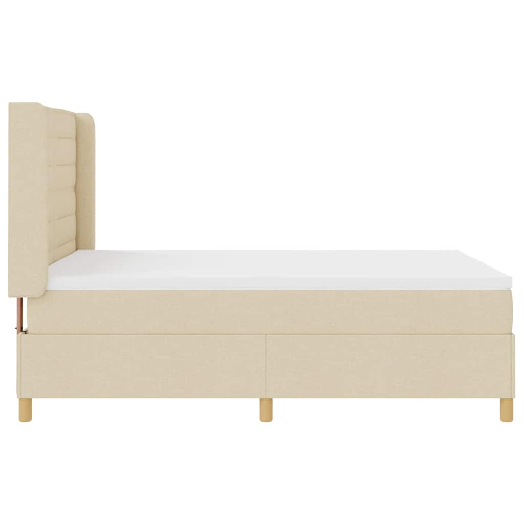 Boxspringbed met LED-stripverlichting Crème 140 x 200 cm Stof – afbeelding 9