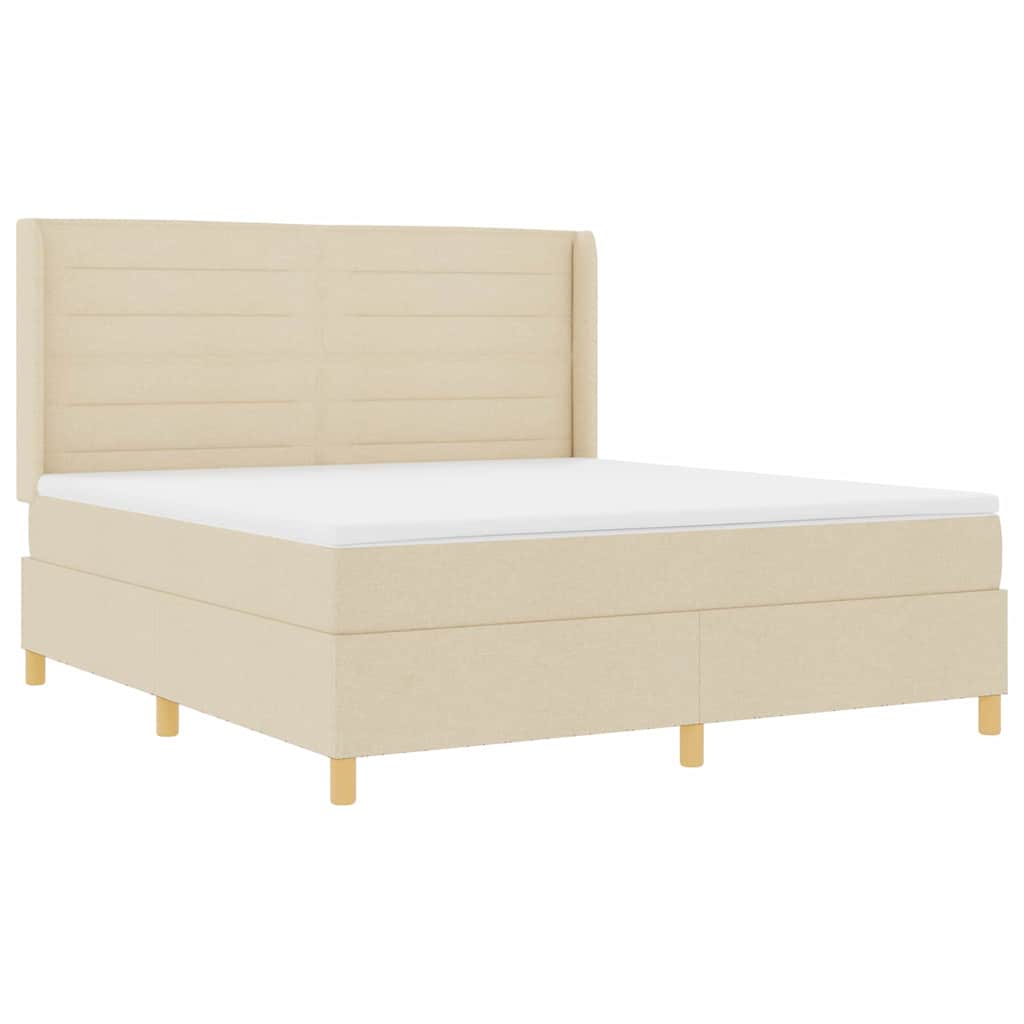Boxspringbed met LED-stripverlichting Crème 180 x 200 cm Stof – afbeelding 2