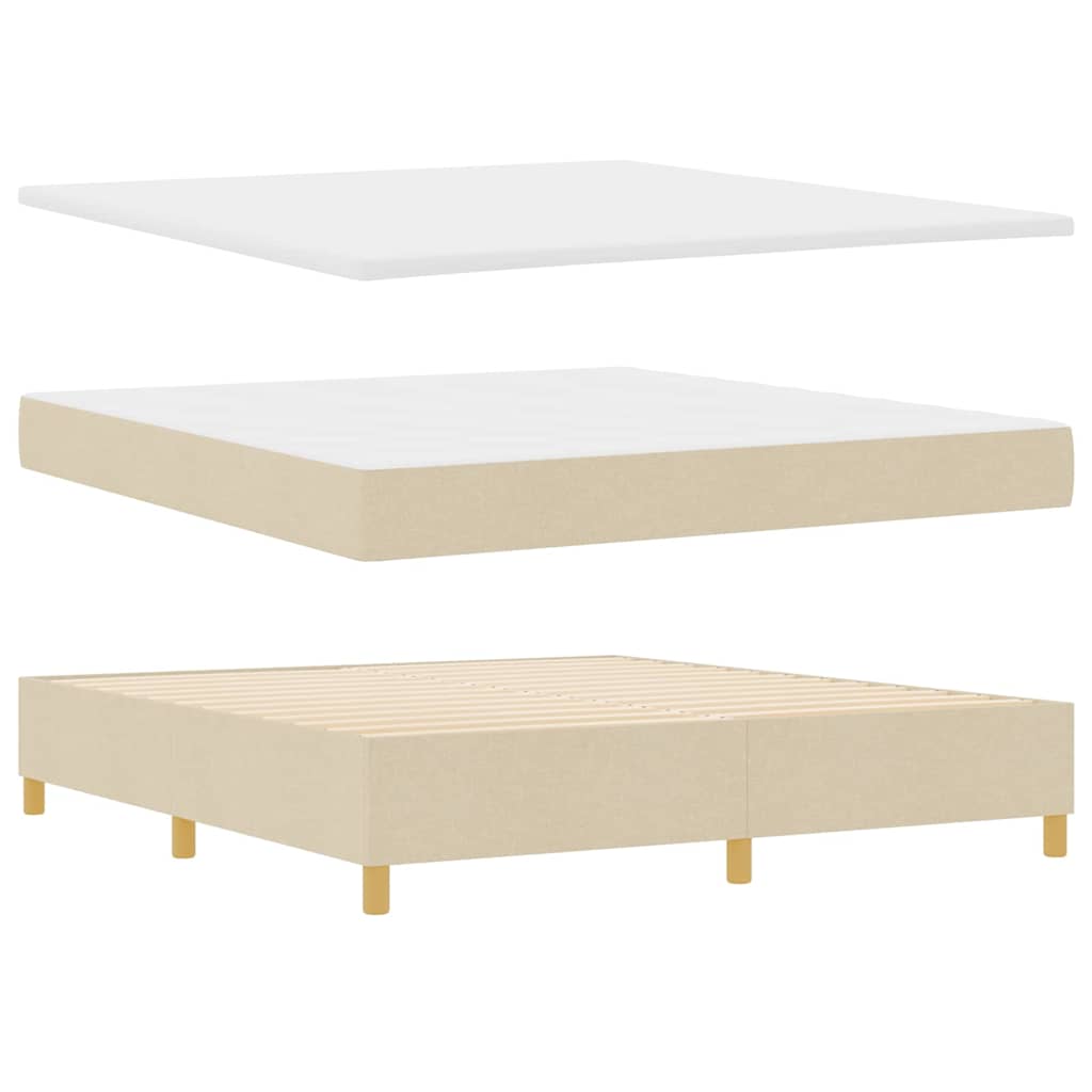 Boxspringbed met LED-stripverlichting Crème 180 x 200 cm Stof – afbeelding 6