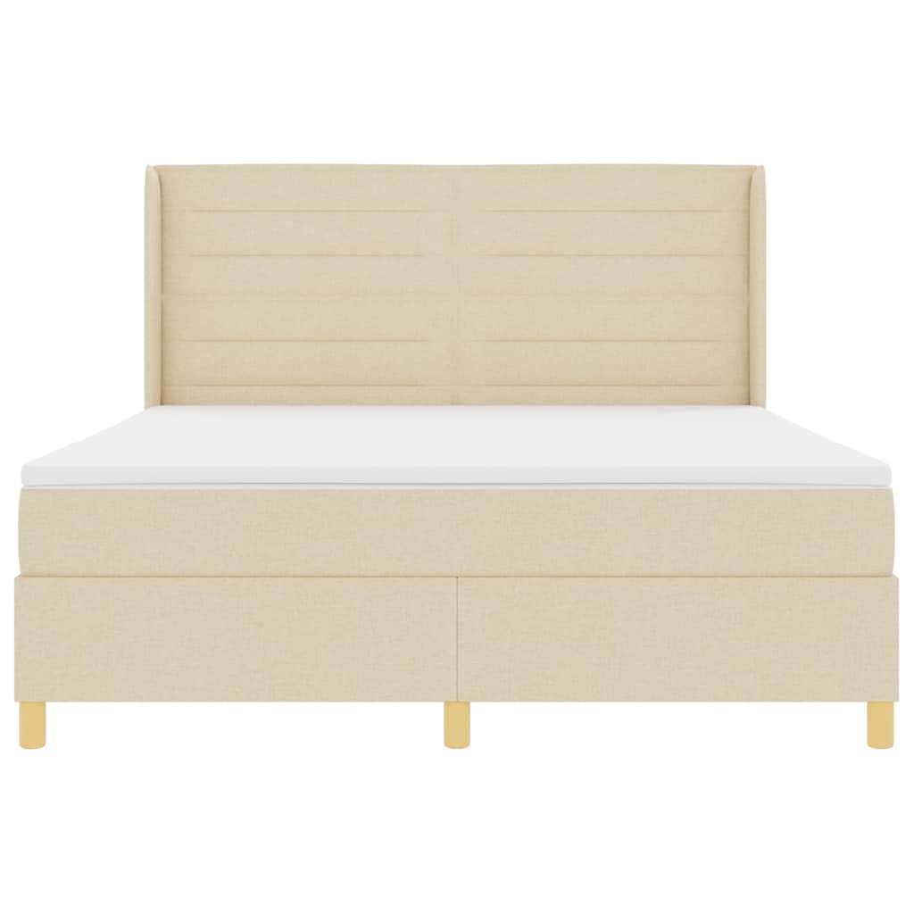 Boxspringbed met LED-stripverlichting Crème 180 x 200 cm Stof – afbeelding 8