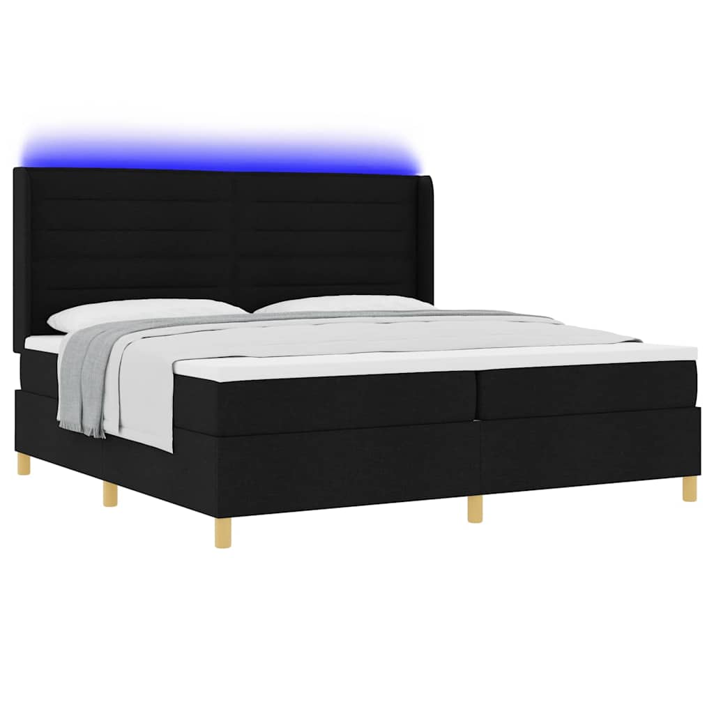 Boxspringbed met matras met LED Zwart 200 x 200 cm Stof – afbeelding 3