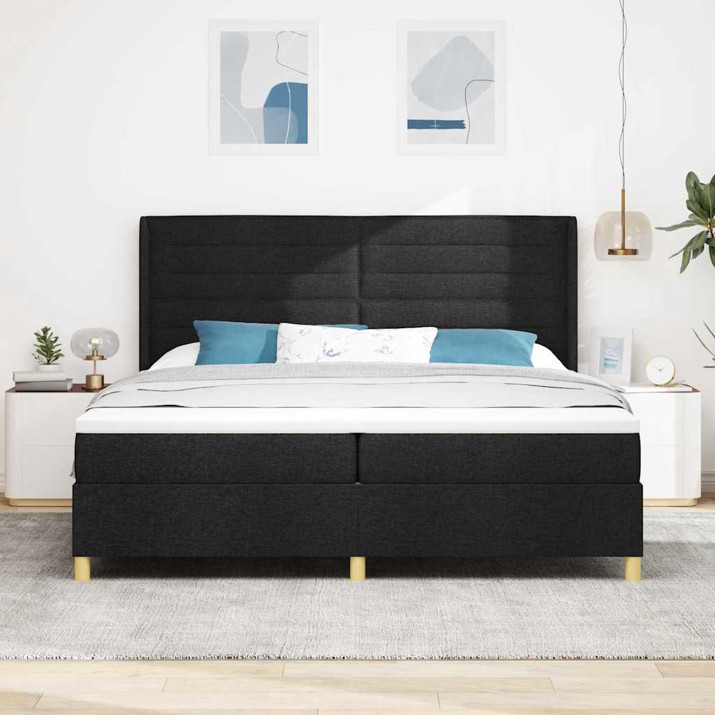 Boxspringbed met matras met LED Zwart 200 x 200 cm Stof – afbeelding 4