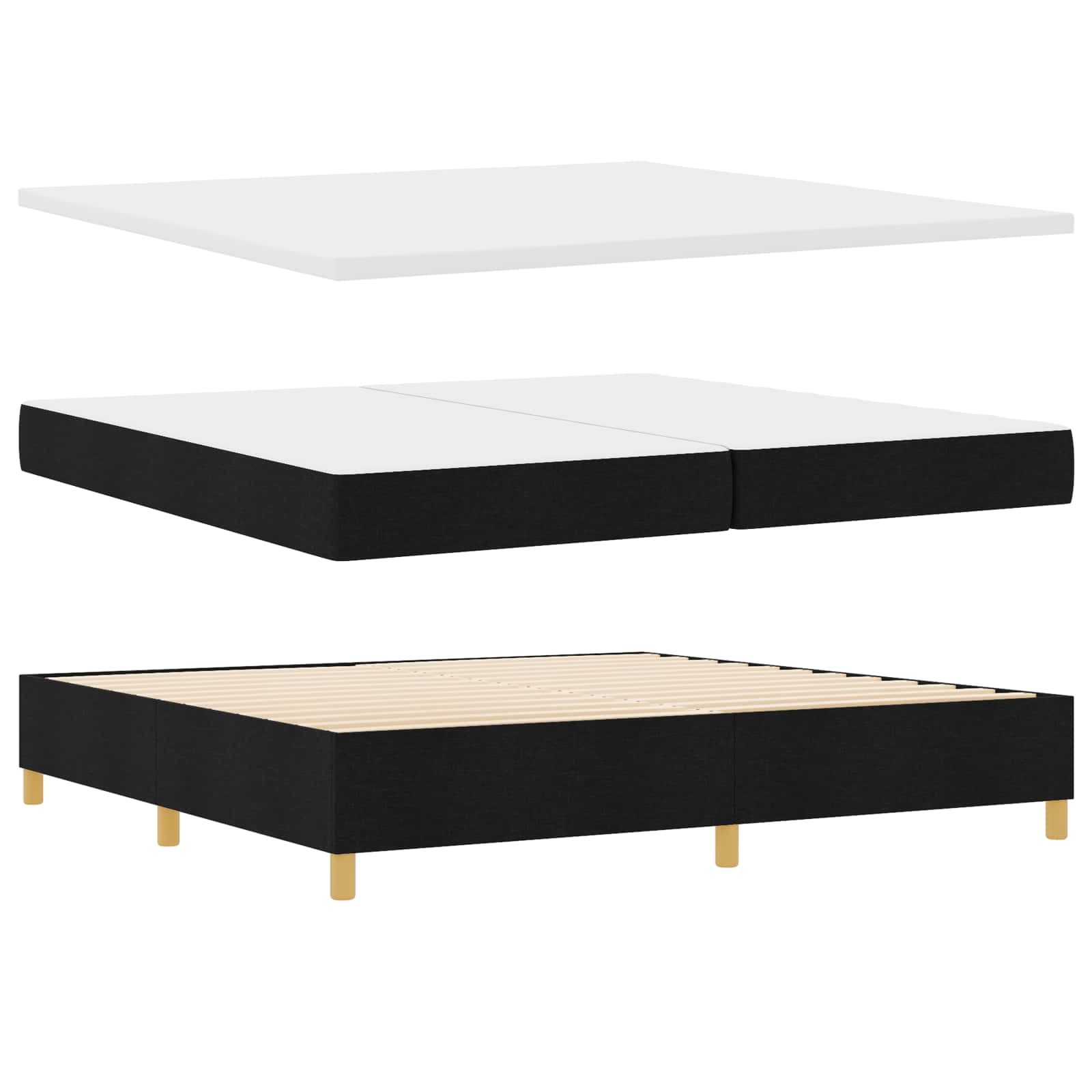 Boxspringbed met matras met LED Zwart 200 x 200 cm Stof – afbeelding 7