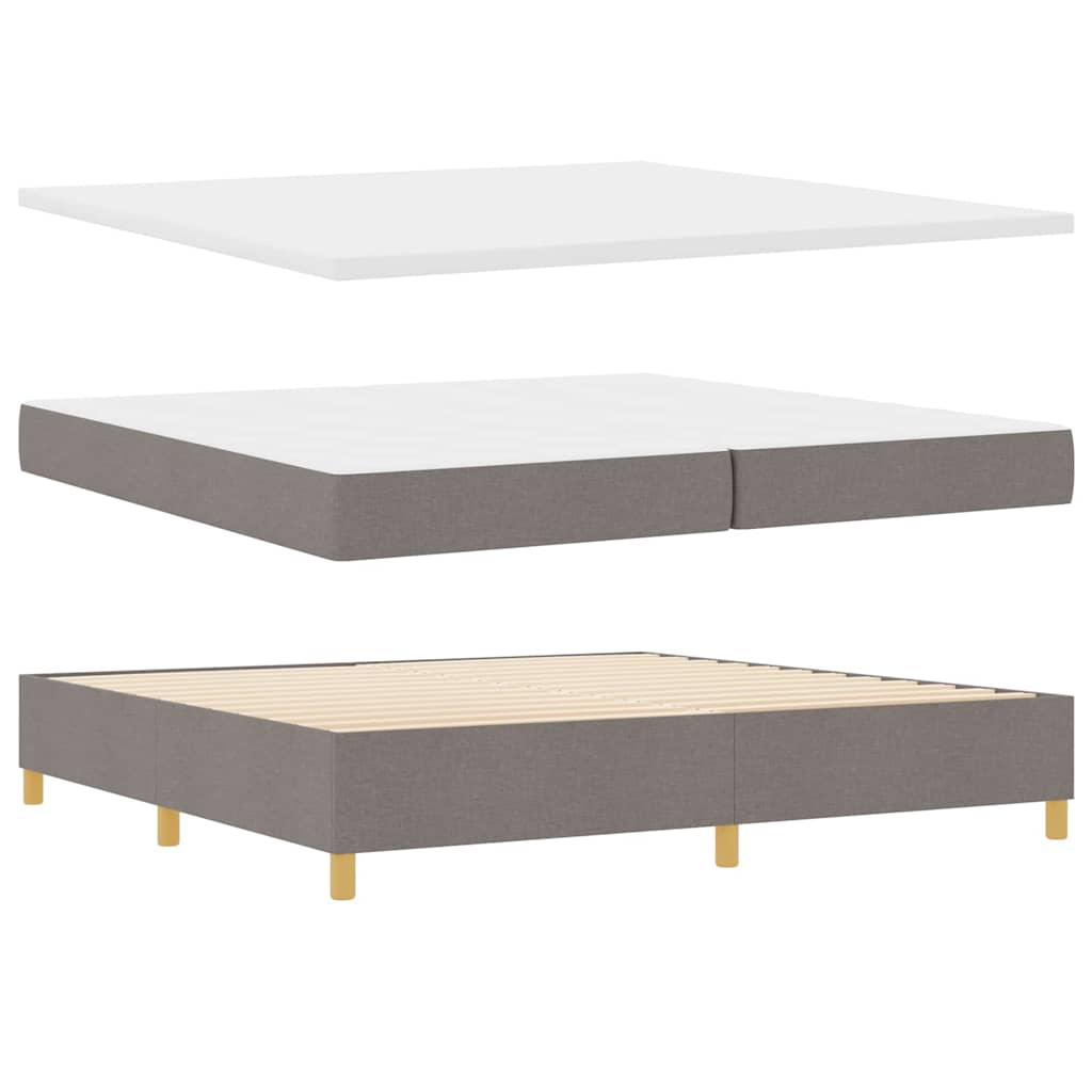Boxspringbed met LED-stripverlichting Taupe 200 x 200 cm Stof – afbeelding 6