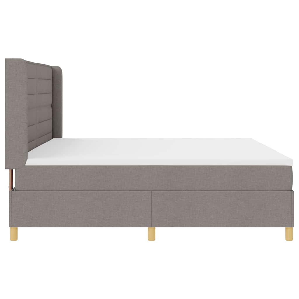 Boxspringbed met LED-stripverlichting Taupe 200 x 200 cm Stof – afbeelding 9
