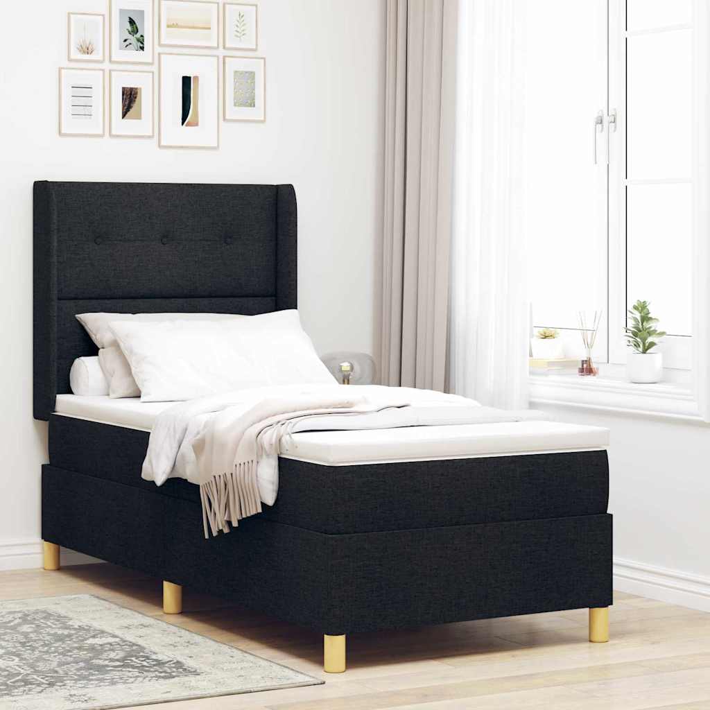 Boxspringbed met LED-stripverlichting Zwart 80 x 200 cm Stof – afbeelding 1