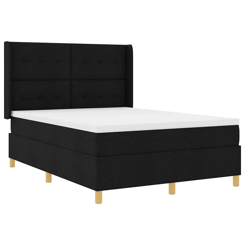 Boxspringbed met LED-stripverlichting Zwart 140 x 200 cm Stof – afbeelding 2