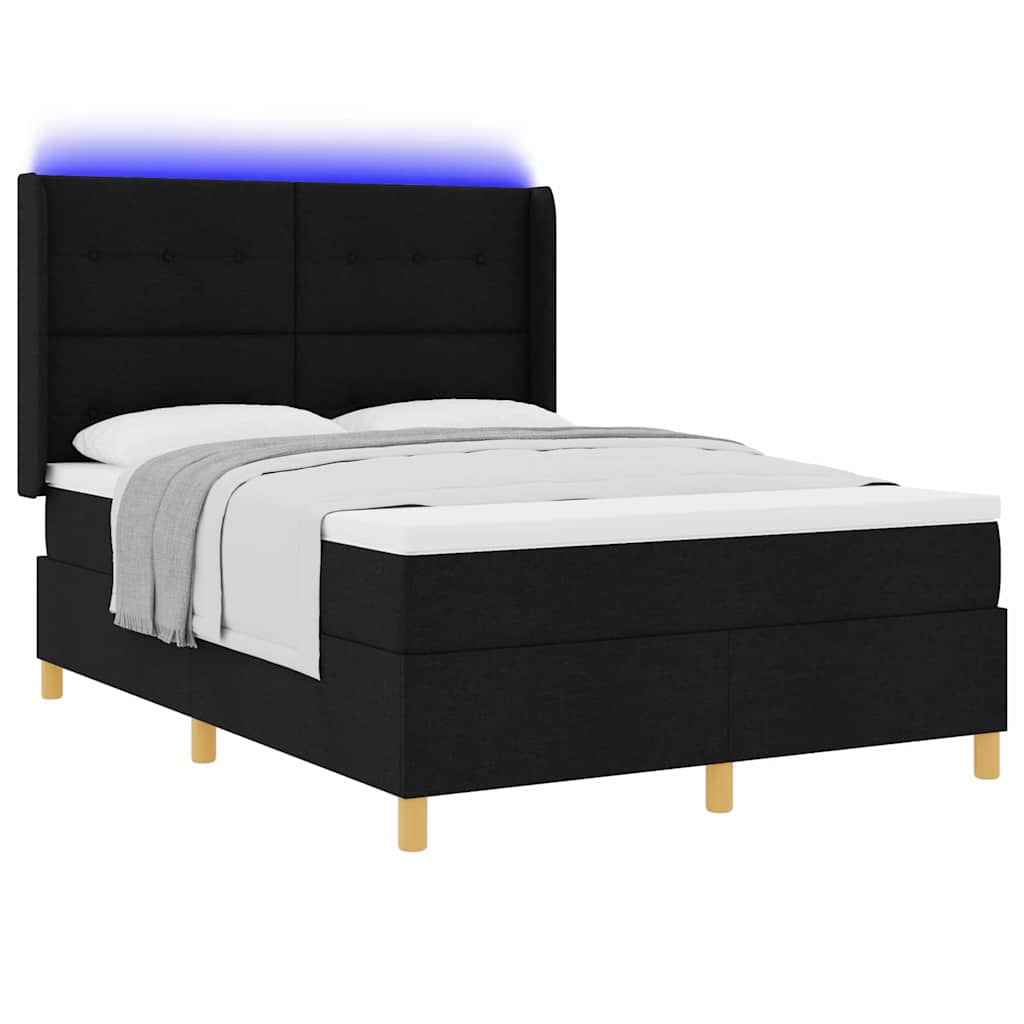 Boxspringbed met LED-stripverlichting Zwart 140 x 200 cm Stof – afbeelding 3