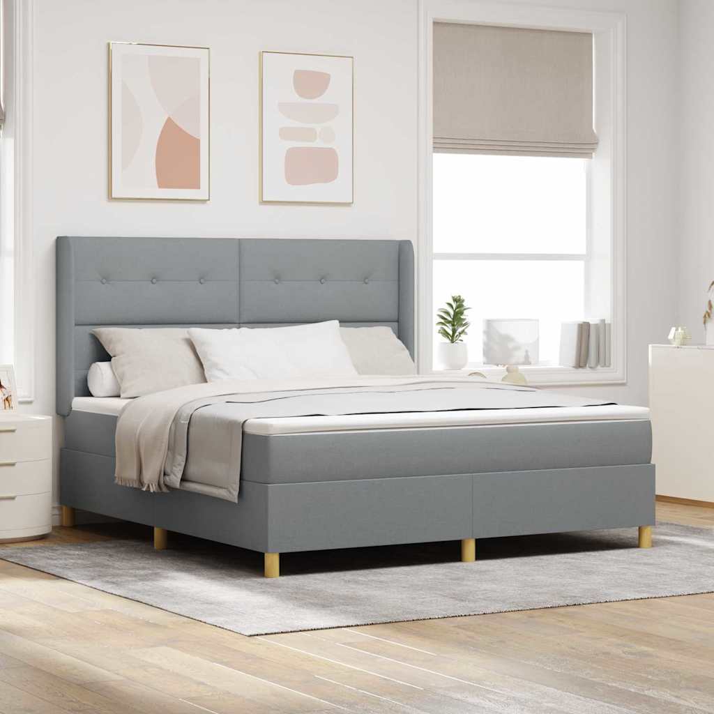 Boxspringbed met hoofdeinde Lichtgrijs 180 x 200 cm Stof – afbeelding 1