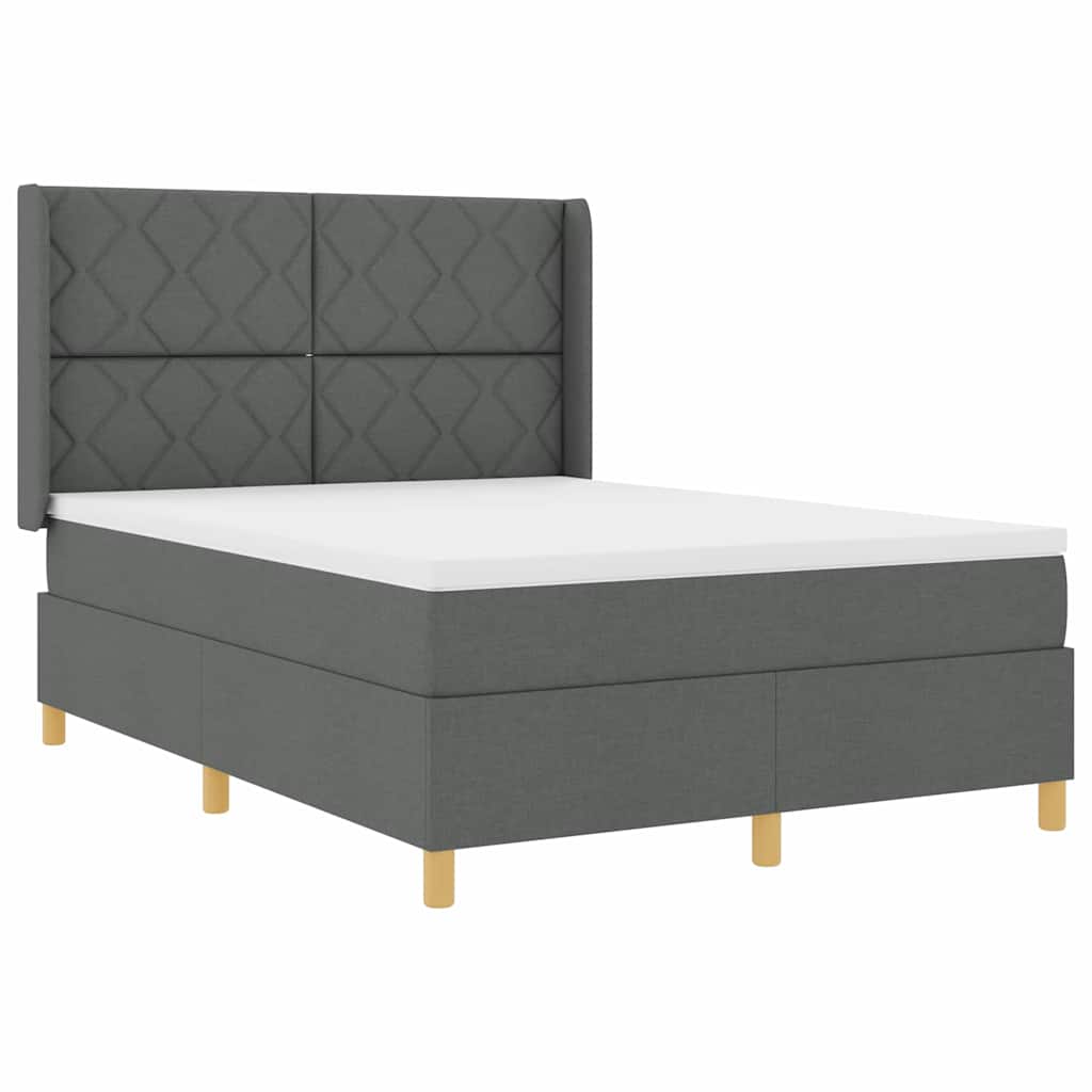 Boxspringbed met LED-stripverlichting Grijs 160 x 200 cm Stof – afbeelding 2
