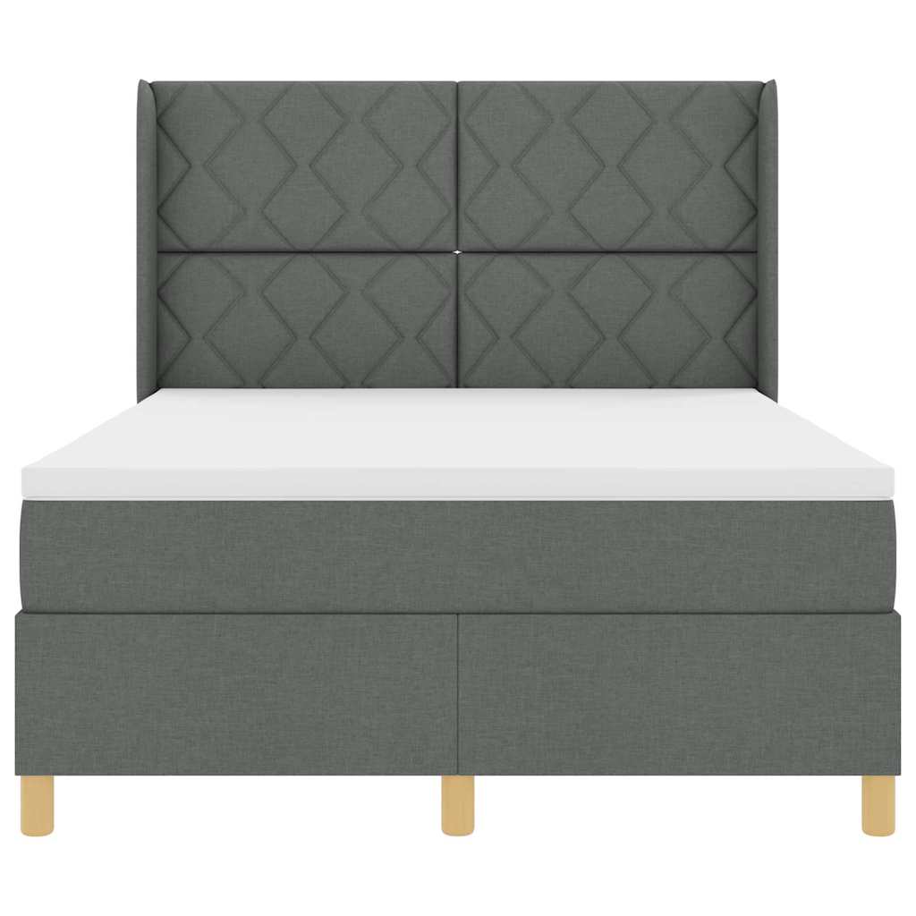 Boxspringbed met LED-stripverlichting Grijs 160 x 200 cm Stof – afbeelding 8