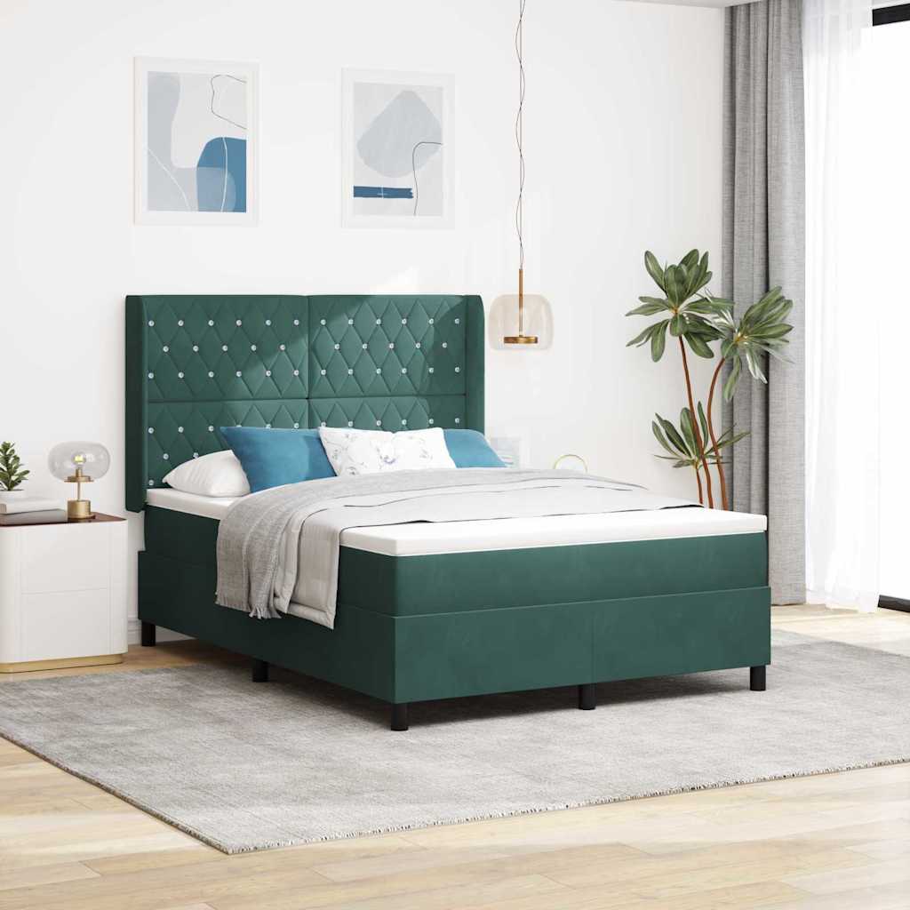 Boxspringbed met hoofdeinde Groen 140 x 190 cm Fluweel – afbeelding 1