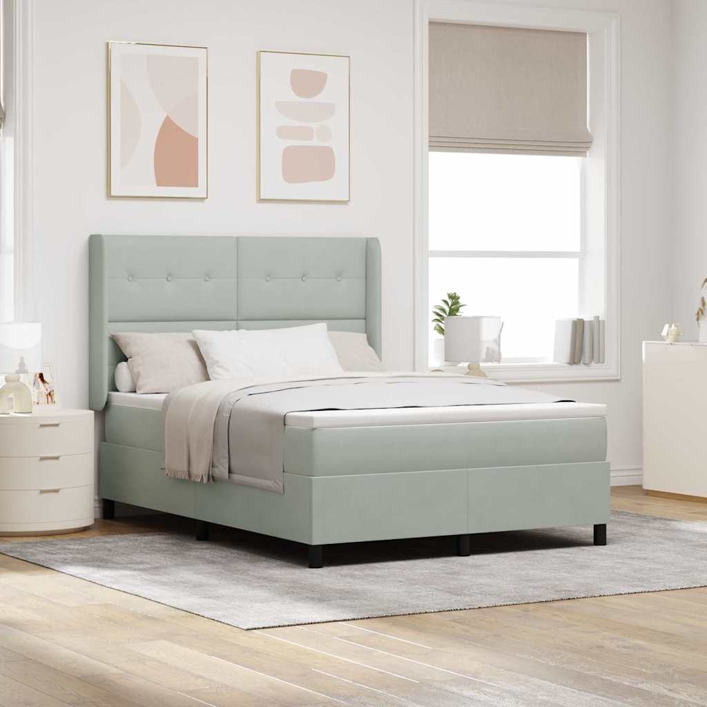Boxspringbed met matras met LED Lichtgrijs 160 x 200 cm Fluweel – afbeelding 1
