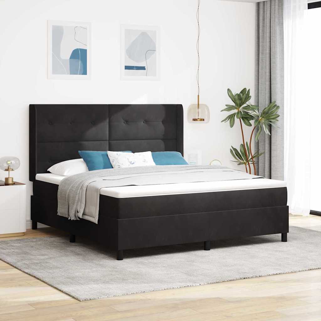 Boxspringbed met hoofdeinde Zwart 180 x 200 cm Fluweel – afbeelding 1