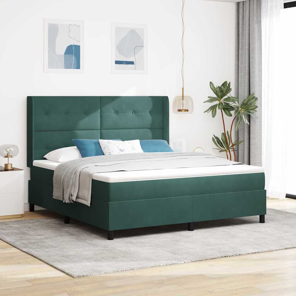 Boxspringbed met hoofdeinde Donkergroen 180 x 200 cm Fluweel – afbeelding 1