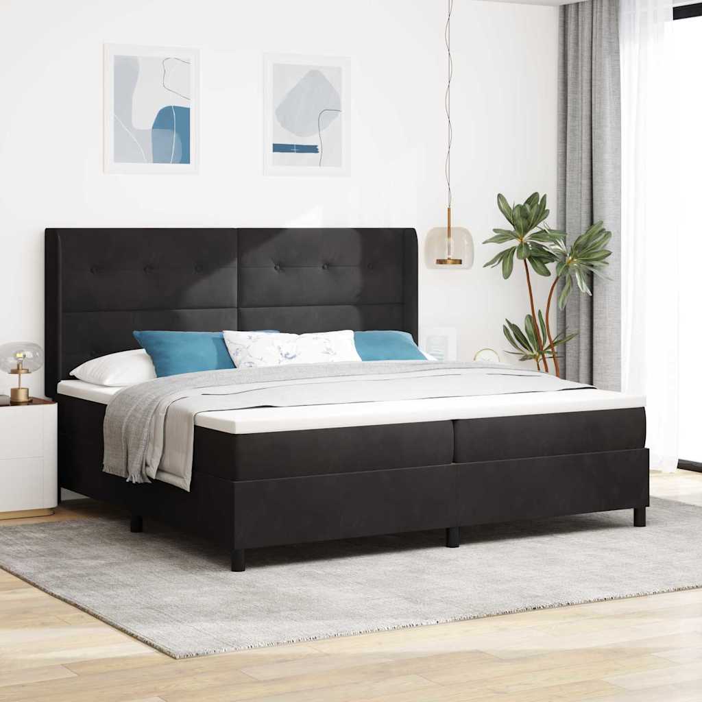 Boxspringbed met hoofdeinde Zwart 200 x 200 cm Fluweel – afbeelding 1