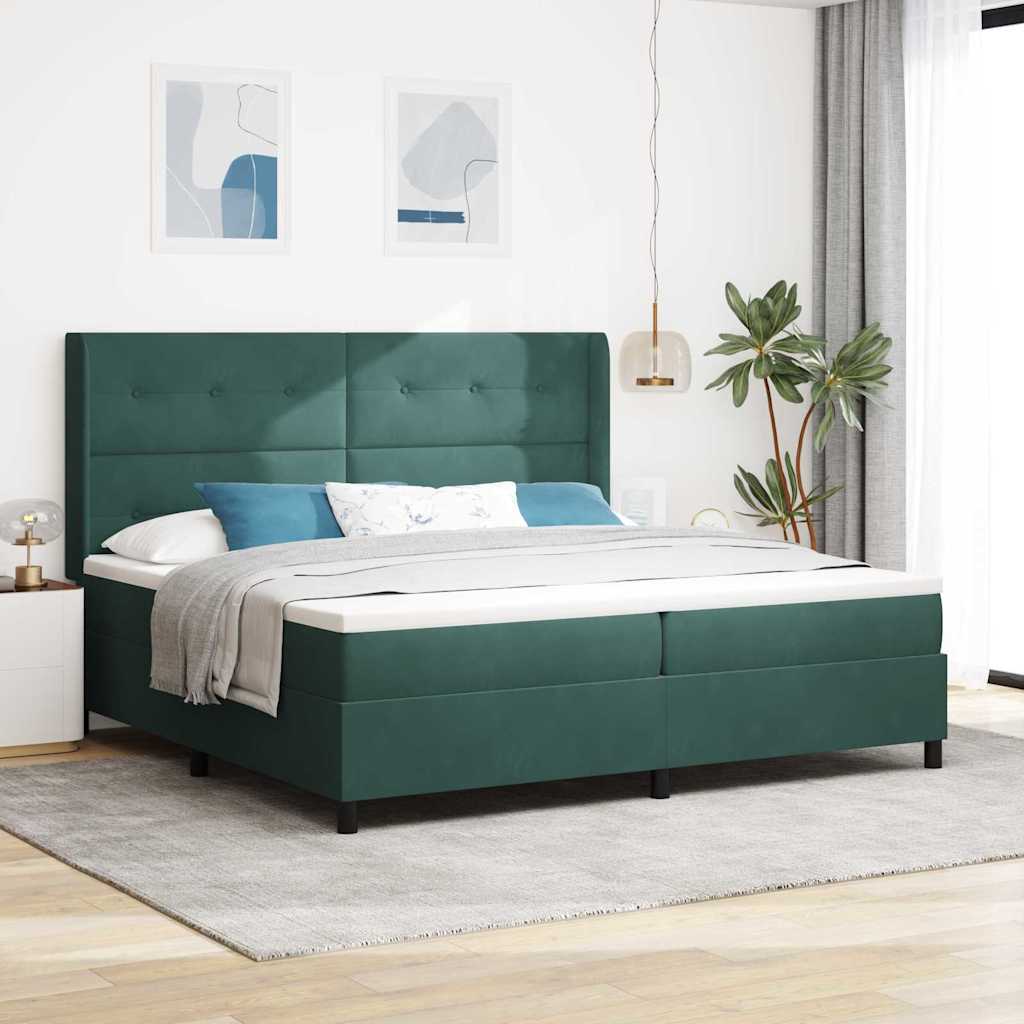 Boxspringbed met hoofdeinde Donkergroen 200 x 200 cm Fluweel – afbeelding 1