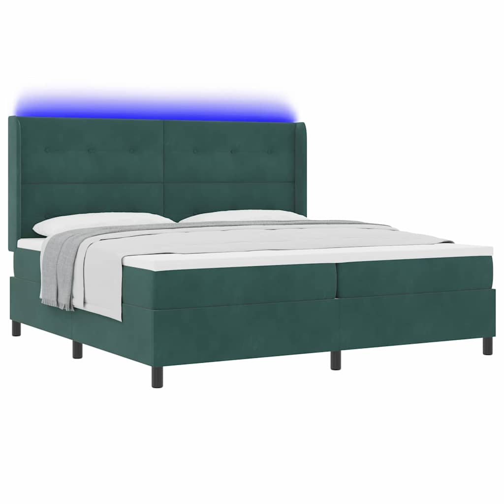 Boxspringbed met hoofdeinde Donkergroen 200 x 200 cm Fluweel – afbeelding 3