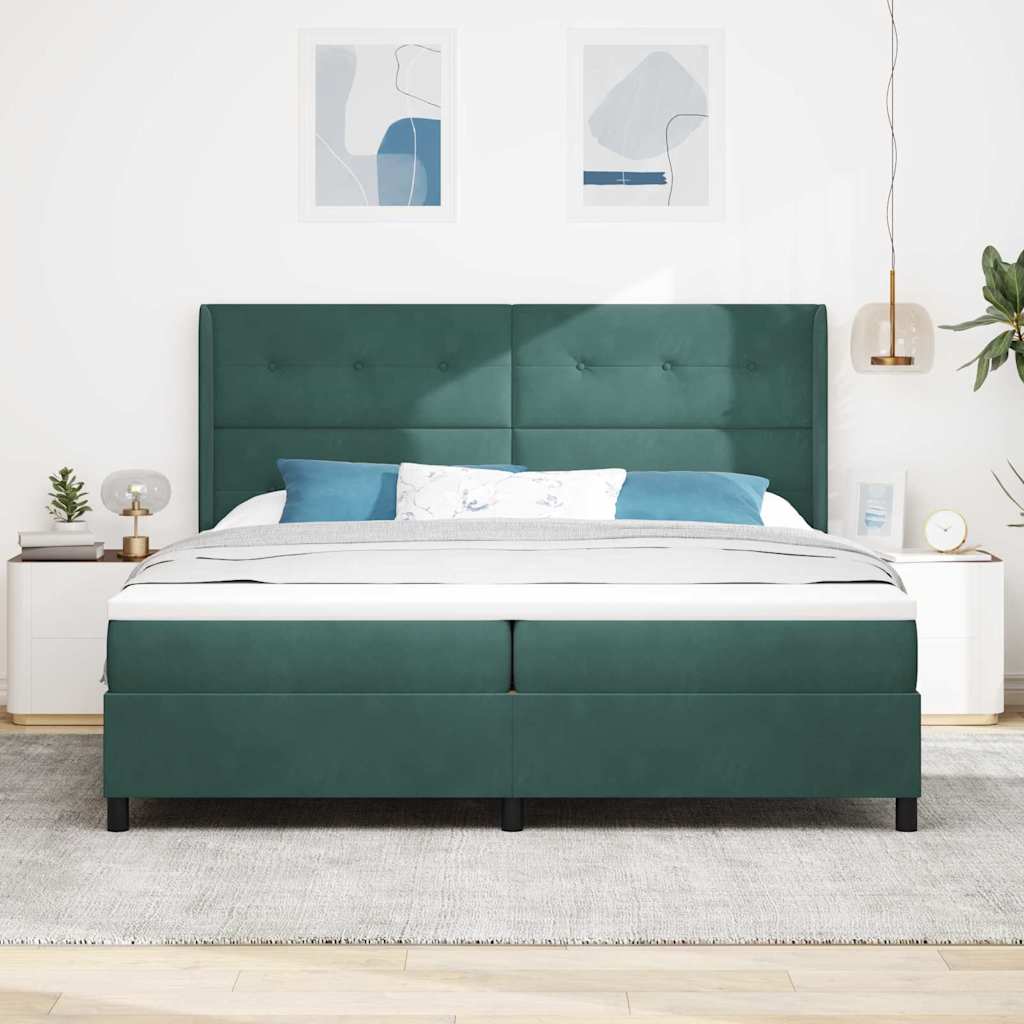 Boxspringbed met hoofdeinde Donkergroen 200 x 200 cm Fluweel – afbeelding 4
