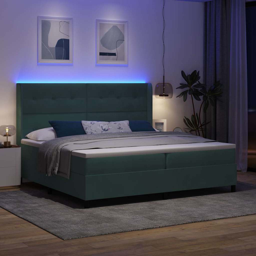 Boxspringbed met hoofdeinde Donkergroen 200 x 200 cm Fluweel – afbeelding 5