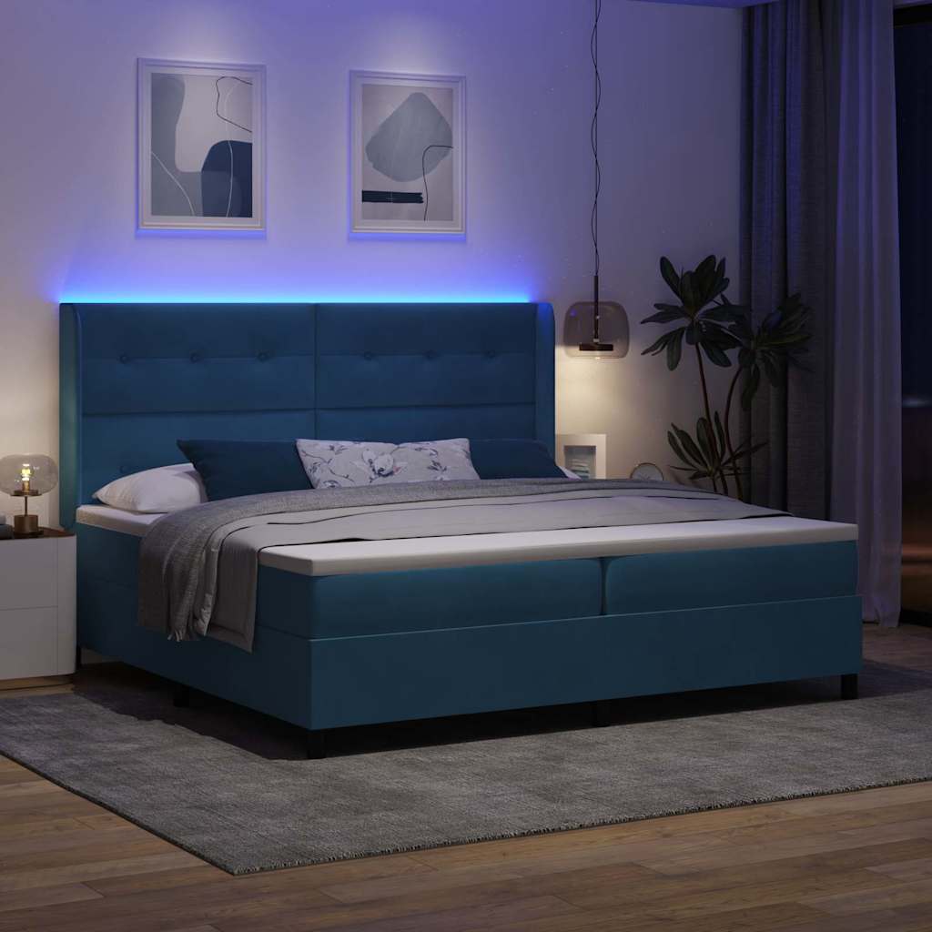 Boxspringbed met hoofdeinde Blauw 200 x 200 cm Fluweel – afbeelding 5