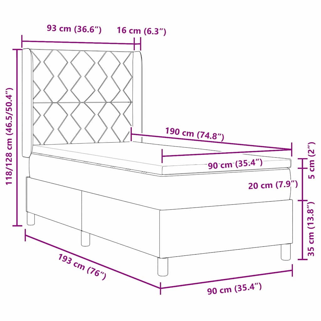 Boxspringbed met LED-stripverlichting Blauw 90 x 190 cm Fluweel – afbeelding 12