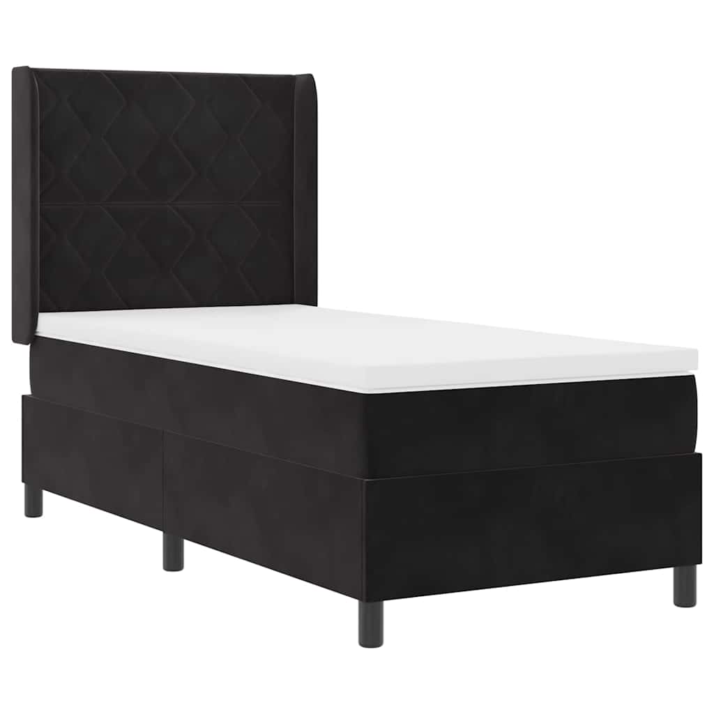 Boxspringbed met LED-stripverlichting Zwart 90 x 200 cm Fluweel – afbeelding 2