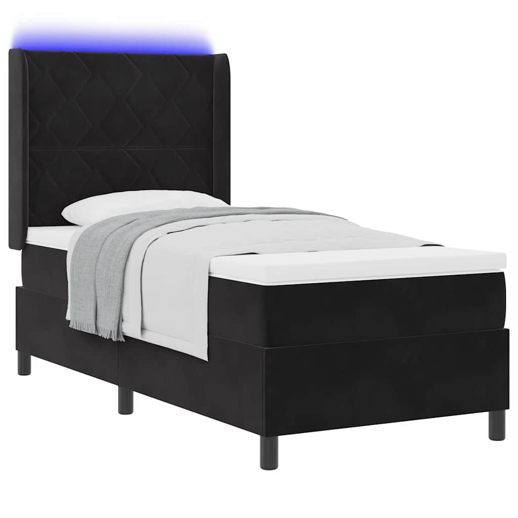 Boxspringbed met LED-stripverlichting Zwart 90 x 200 cm Fluweel – afbeelding 3