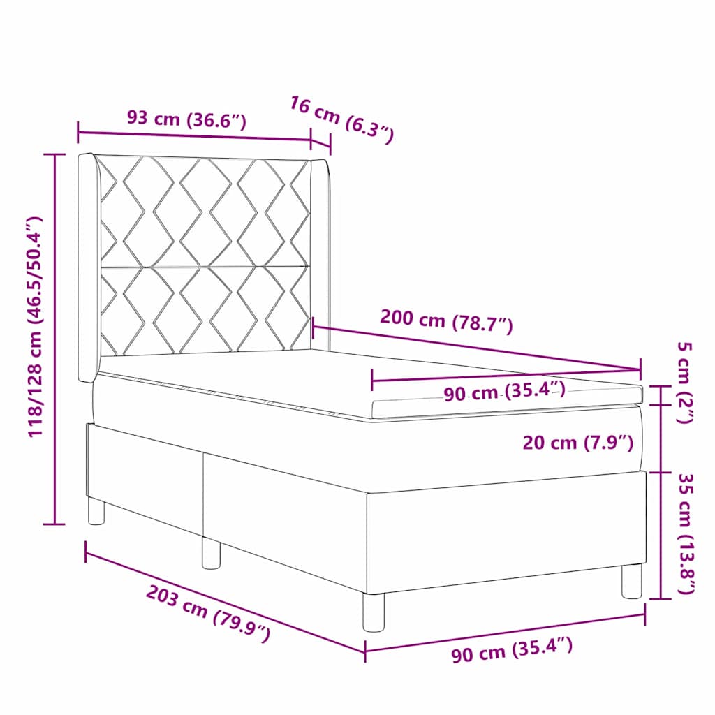 Boxspringbed met LED-stripverlichting Blauw 90 x 200 cm Fluweel – afbeelding 12