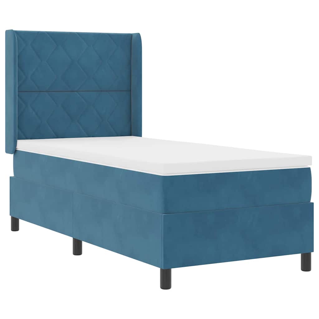 Boxspringbed met LED-stripverlichting Blauw 90 x 200 cm Fluweel – afbeelding 2