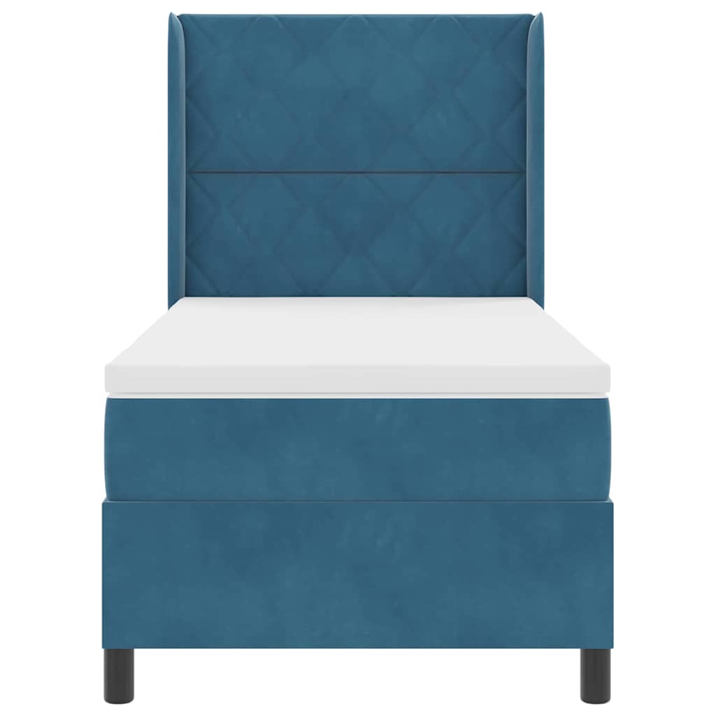 Boxspringbed met LED-stripverlichting Blauw 90 x 200 cm Fluweel – afbeelding 8