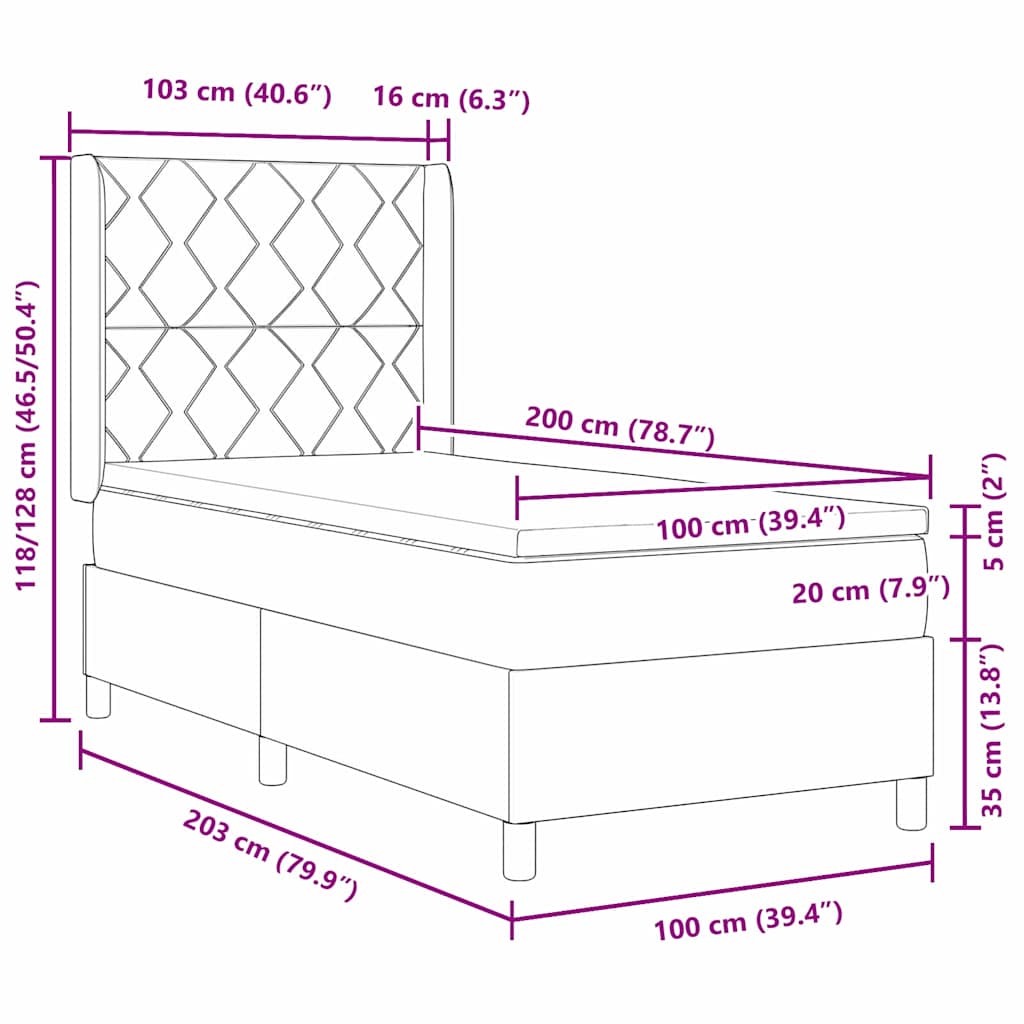 Boxspringbed met hoofdeinde Blauw 100 x 200 cm Fluweel – afbeelding 12