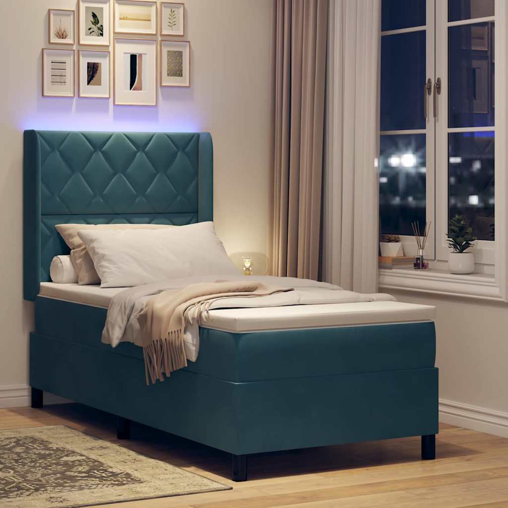 Boxspringbed met hoofdeinde Blauw 100 x 200 cm Fluweel – afbeelding 5
