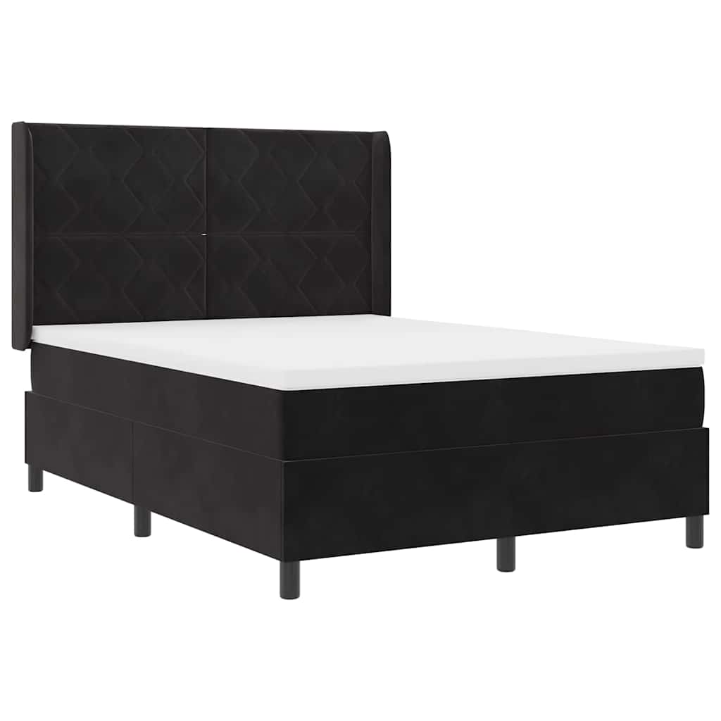 Boxspringbed met hoofdeinde Zwart 140 x 190 cm Fluweel – afbeelding 2