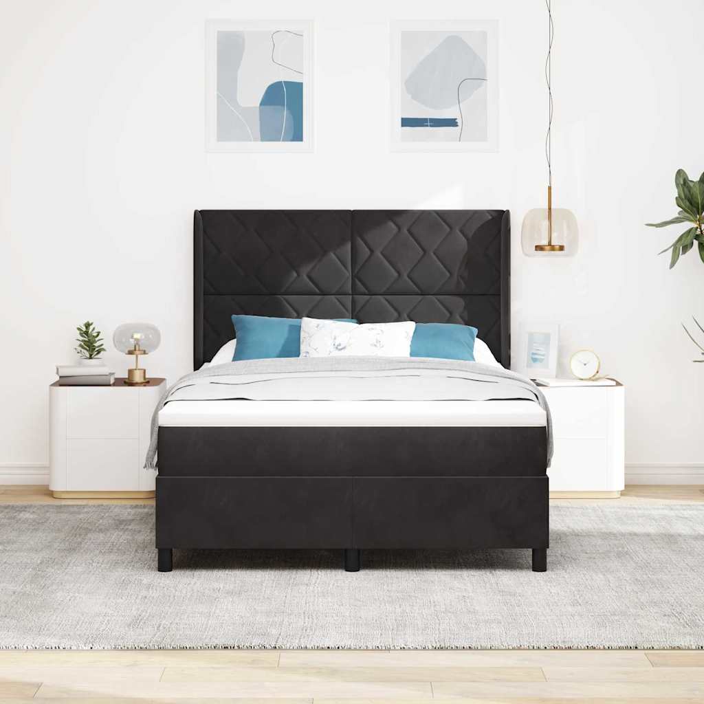 Boxspringbed met hoofdeinde Zwart 140 x 190 cm Fluweel – afbeelding 4