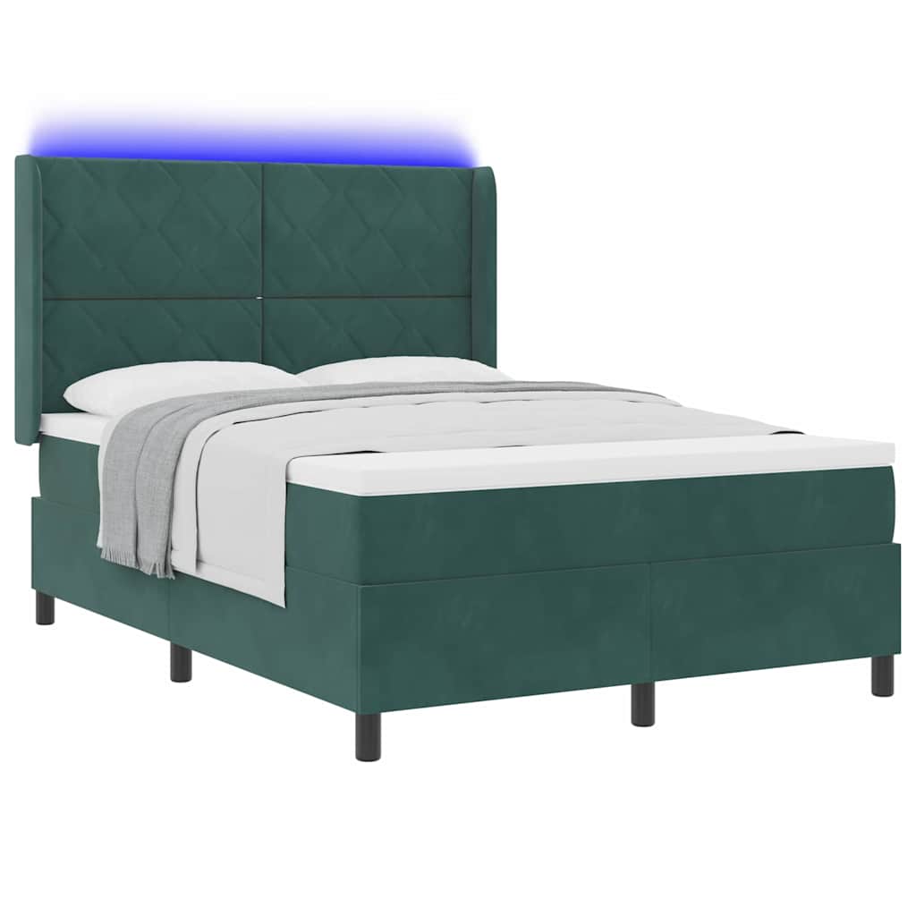 Boxspringbed met hoofdeinde Groen 140 x 190 cm Fluweel – afbeelding 3
