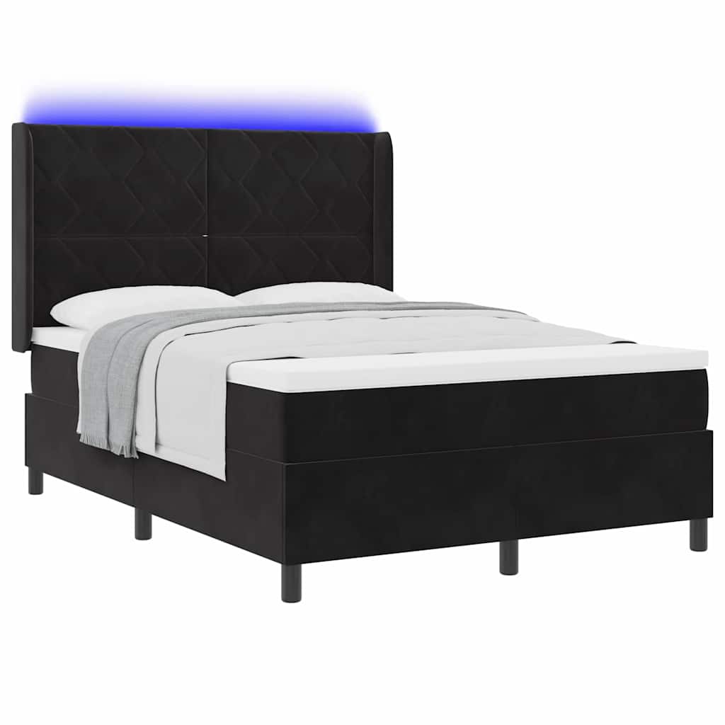 Boxspringbed met hoofdeinde Zwart 140 x 200 cm Fluweel – afbeelding 3