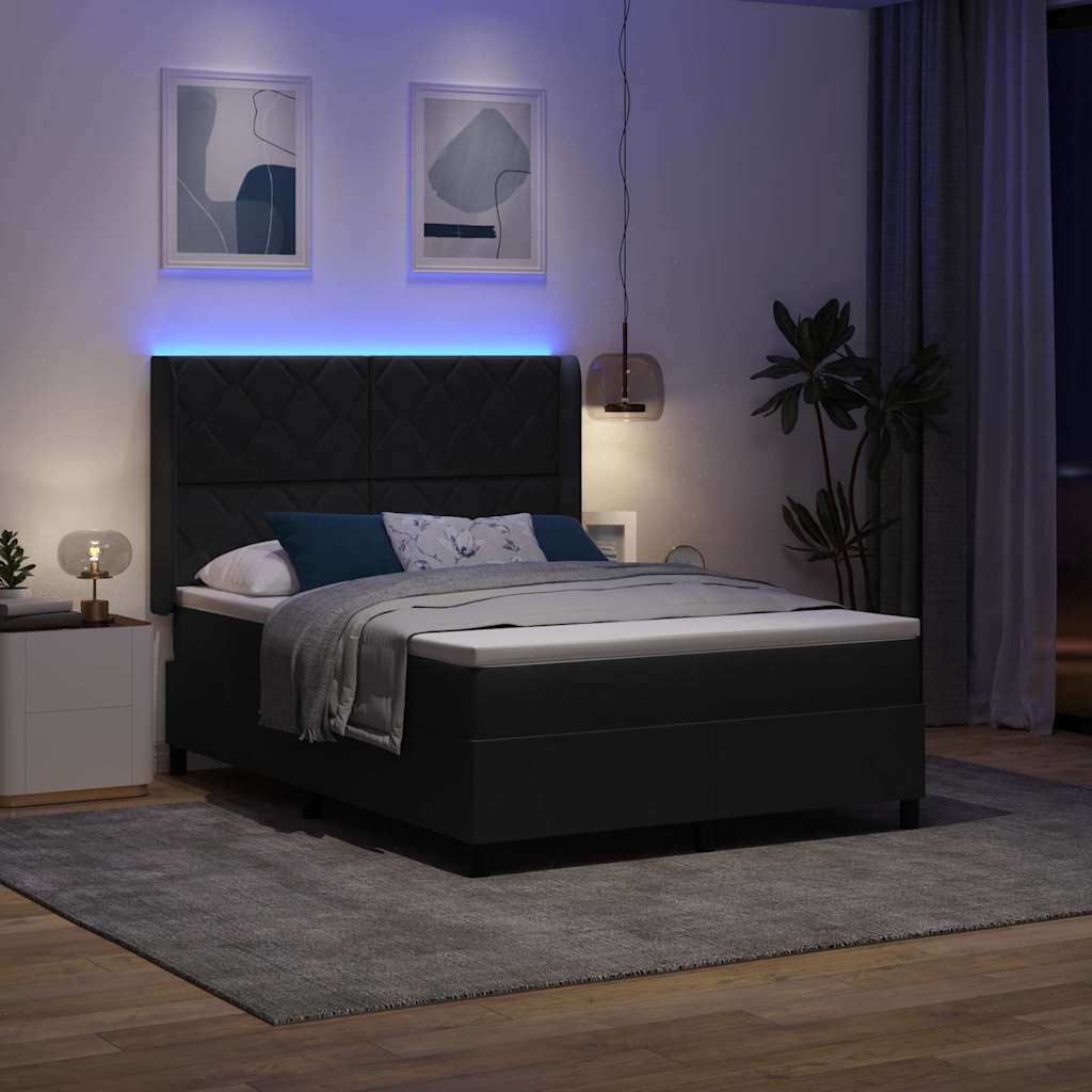Boxspringbed met hoofdeinde Zwart 140 x 200 cm Fluweel – afbeelding 5